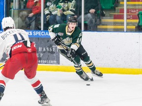 Raised in Calgary, Leaguer Lorenz will reign as a rookie in the Alberta Junior Hockey League after an outstanding season with the Okotox Oilers and will be a candidate for the second round of the 2022 NHL Draft.Courtesy of Chad Goddard Photography