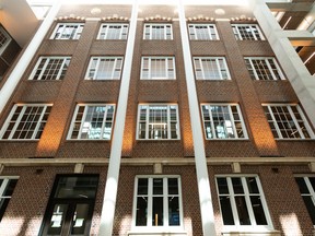 The facade of the original building during a tour of the newly renovated University Commons building at the University of Alberta in Edmonton, Thursday, August 25, 2022. University Commons features elements of a historic dental/pharmacy center and meets Silver LEED standards.