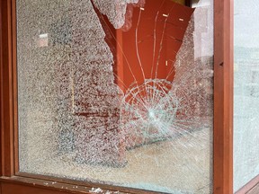 Edmonton Police said seven windows were broken in the historic Hull Block building in the area of 106 Avenue and 97 Street between 7:00 p.m. Thursday, August 4, and 7:00 a.m., Friday, August 5, 2022. was reported.