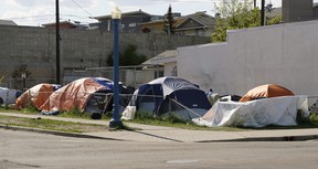A homeless camp in Chinatown, Edmonton, June 1, 2022.