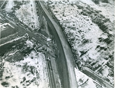 Oxford Street West construction project under way, costing more than $1M, shown is reconstruction of the CNR overpass, 1967. (London Free Press files)