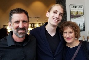 Daniel Shoag and Samantha Albert with their son, Zev Shoag. Albert, a Stratford writer and tai chi enthusiast, died in 2021 following a two-decade struggle with amyloidosis, a rare disease affecting her liver. Her family and friends are posthumously releasing her self-published memoir, I Met Death on the Avenue Road Bus. (Contributed)
