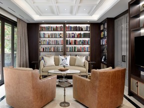 Embrace cognac and browns like those featured in this room by Jane Lockhart Design.