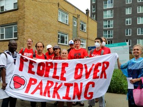 Protesters held a rally outside the Sixplex at 142 Nepean St. and were suggested to relocate to secure parking.