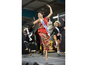 At folkfest, several cultural groups perform together.