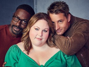 Sterling K. Brown as Randall, Chrissy Metz as Kate, Justin Hartley as Kevin.