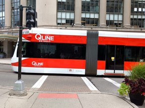 A QLINE streetcar travels on Woodward Ave. in Detroit. DONALD DUENCH/TORONTO SUN