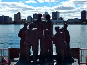 Back view of “The Gateway to Freedom” statue, a memorial to the Underground Railroad, in Detroit. The people in the statue are looking toward freedom in Windsor. DONALD DUENCH/TORONTO SUN