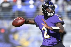 Tyler Huntley of the Baltimore Ravens throws a pass against the Denver Broncos during the second quarter at M and T Bank Stadium on December 04, 2022 in Baltimore, Maryland.