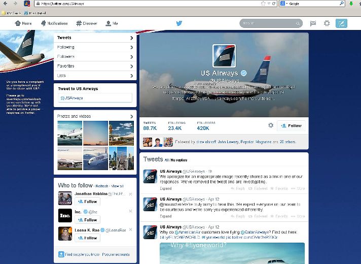 Us Airways Apologizes For Tweeting Pornographic Image London Free Press