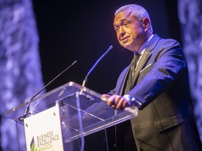 Goran Tororovic of Team Goran, RE/MAX CARE Realty, receives the Entrepreneur of the Year Award at the 2022 Business Excellence Awards at the Chrysler Theatre on Thursday, May 19, 2022.
