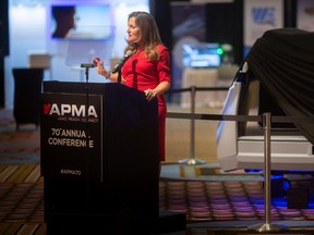 Deputy Prime Minister, Chrystia Freeland, addresses the 70th Annual APMA Conference at Caesars Windsor, on Wednesday, Oct. 19, 2022.
