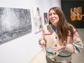 Sophie Hinch, education and public programs coordinator at AWE, provided a look at The Artists of Colour: Abstracted Realities exhibit, on Wednesday, Oct. 19, 2022.