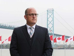 Windsor Mayor Drew Dilkens photographed with the Ambassador Bridge in the background in October 2017.