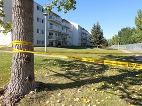 The scene of Edmonton's latest homicide, an apartment building where someone shot 23-year-old Kyle Joy-Trussert. His roommate has been charged with manslaughter and firearms offences. As in most homicide cases, the victim and the accused knew each other.