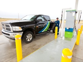 Encana, which opened a compressed natural gas fueling station in Strathmore recently, is sponsoring an award given to the inventor of a way to burn natural gas in diesel engines.