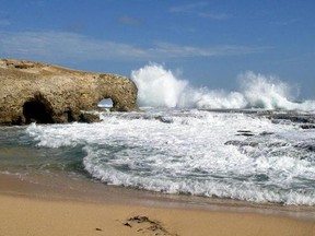 Little Bay in Barbados is an awe-inspiring rocky beach, with rugged cliffs, an untamed landscape, trade winds and blowholes.  Photo courtesy The Barbados Hotel & Tourism Association