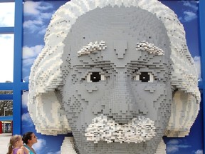 This large Albert Einstein, made entire of Lego bricks, is featured in the new Legoland theme park in Flordia, which opened this month.  (Joe Burbank/ MCT)