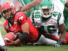 Jon Cornish, seen in action against the Saskatchewan Roughriders, missed Wednesday's practice with a leg infection