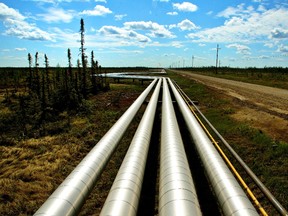 Pipelines used as part of the oil sands recovery process.