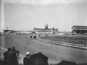 Harness racing  was a big part of the 1920 exhibition.  Courtesy, Glenbow Archives -- NC-24-2