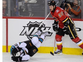 Curtis Glencross will not face a suspension or fine for hitting San Jose Sharks forward Jason Demers from behind.