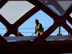 Construction worker on the bridge, December 2011