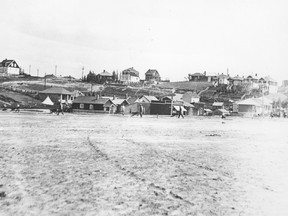 Scotsman's Hill overlooking the Calgary Stampede Exhibition Grounds in the early 1930's. Courtesy, Glenbow Archives, NA-2902-7