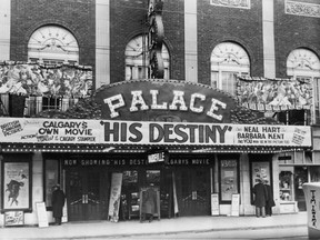Calgary's Palace Theatre showcasing the film "His Destiny." Filmed in Calgary and starring Neal Hart,  Barbara Kent. along with Guy Weadick and Mary Cross.
- Glenbow Archives NA-446-132