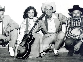 Ferlin Husky, Myrna Lorrie, Hank Thompson and "Grandpa" Jones of Grand Ole Opry fame, performed at Calgary Stampede's Western Jamboree in 1956. 
Photo: Herald Archives