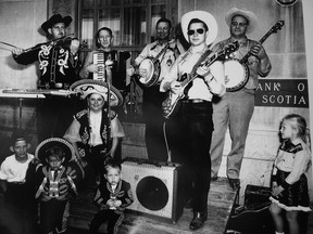 Harold Anderson (left, playing fiddle) and his band the Calgary Ranch Boys in the late 1940s. Photo Courtesy, Howard Anderson.
