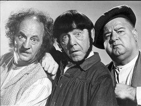 The Three Stooges, from left, Larry Fine, Moe Howard and Curly-Joe DeRita, in the movie 4 for Texas. Handout