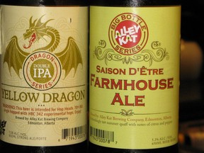 Alley Kat's latest seasonal releases, Yellow Dragon and Saison D'Etre.