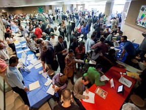 Job seekers at a U.S. job fair.