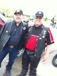Motorcycle Ride for Dad Calgary chapter founder Rick Brown (left) and co-chair Ron Parkinson are pictured at Saturday morning's kick-off of the ride. More than 495 riders took part in the event to raise money for prostate cancer research, education and treatment.