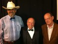 Pictured, from left, Negev Gala chairman David Wallach, Sam Switzer and Rex Murphy
