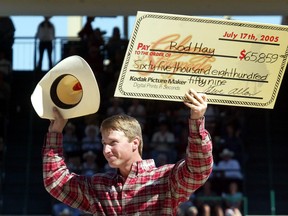Rod Hay wins the Saddle Bronc championship at the 2005 Stampede. Herald file photo.