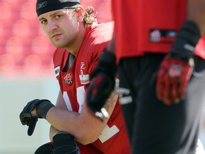 Stamps defensive end Justin Phillips could miss the season opener with a knee injury.