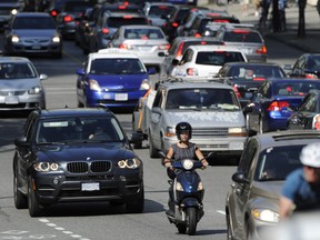 Traffic congestion on Burrard Street in Vancouver.