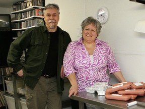 Mick and Deneise Sherlock from Missing Link Sausages are offering up a prairie oyster version for Stampede. Photo courtesy the Calgary Herald archive.