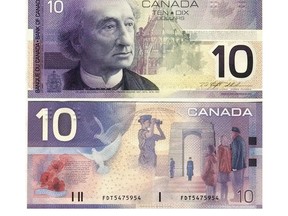 Canadian Prime Minister Sir John A. MacDonald on the front of the Canadian ten dollar bill.