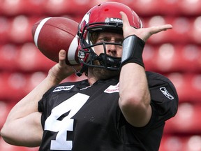 Stamps quarterback Drew Tate announced on Sunday that he'll undergo surgery to repair his dislocated left shoulder. Photo, Ted Rhodes, Calgary Herald