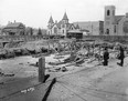 May 4, 1911 - Excavation for Hudson's Bay Company store on the corner of 7th Avenue and 1st Street S.W. Photo: Courtesy, Glenbow Archives -- NA-370706