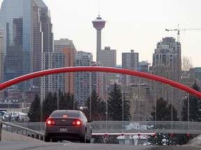 A bike lane has been added to the north side of the pedestrian bridge over Bow Trail, which opened last year.