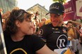 Lance Armstrong of team Radioshack chats with fans after the twentieth and final stage of Le Tour de France 2010, from Longjumeau to the Champs-Elysees in Paris on July 25, 2010 in Paris, France.  Getty Image Archive
