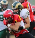 Rookie receiver makes an outstanding debut with the University of Calgary Dinos, leading the team with six catches for 104 yards including a 64-yard touchdown strike in the team's 37-21 victory over the University of Regina Rams.