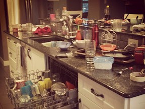 Where it all began - Jessica Stilwell's messy kitchen on day three of the strike.