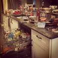 Where it all began - Jessica Stilwell's messy kitchen on day three of the strike.