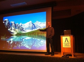 Patrick Finn from the U of C closed out One Book, One Calgary with a presentation on creativity, at the downtown branch of the Calgary Public Library on Thursday.