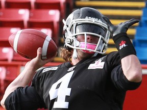 Drew Tate was named the Stampeders' starting quarterback for Sunday's West semi against Saskatchewan. Photo, Gavin Young, Calgary Herald